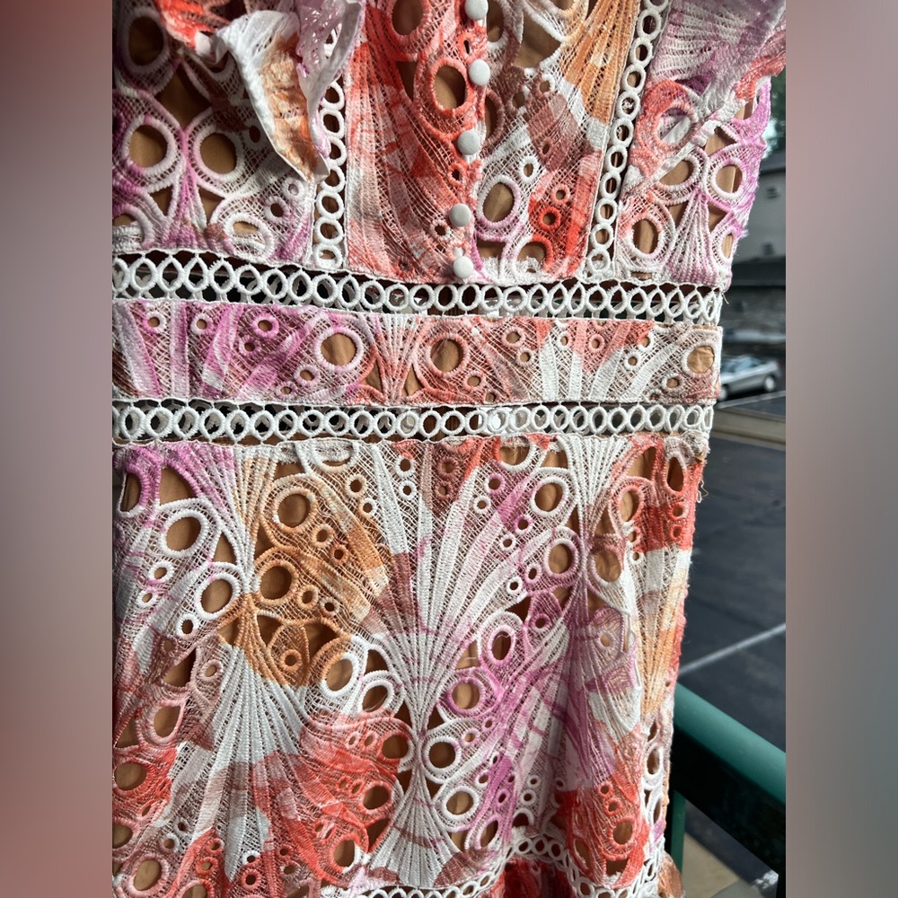 🆕 Dalia MacPhee Eyelet Embroidered Midi Dress Floral Ruffle Wedding Size Small - Picture 9 of 17